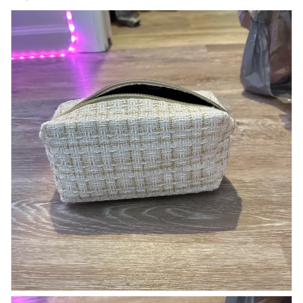 Gold makeup bag